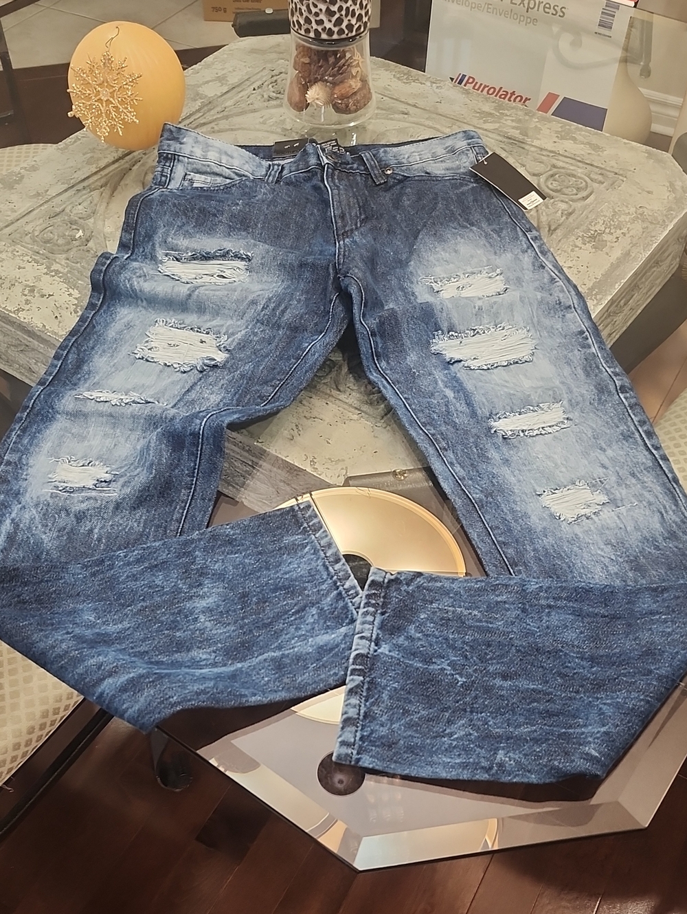 South Pole Mens Dark Acid Wash Jeans 34x32 New